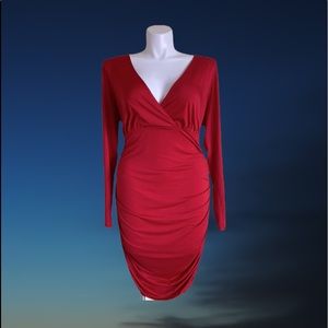 V-Neckline & Side Ruching Dress**